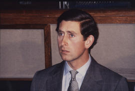 A head and shoulders shot of Prince Charles sat down